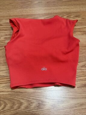 ALO Yoga Red Ribbed Sleeveless Crop Top